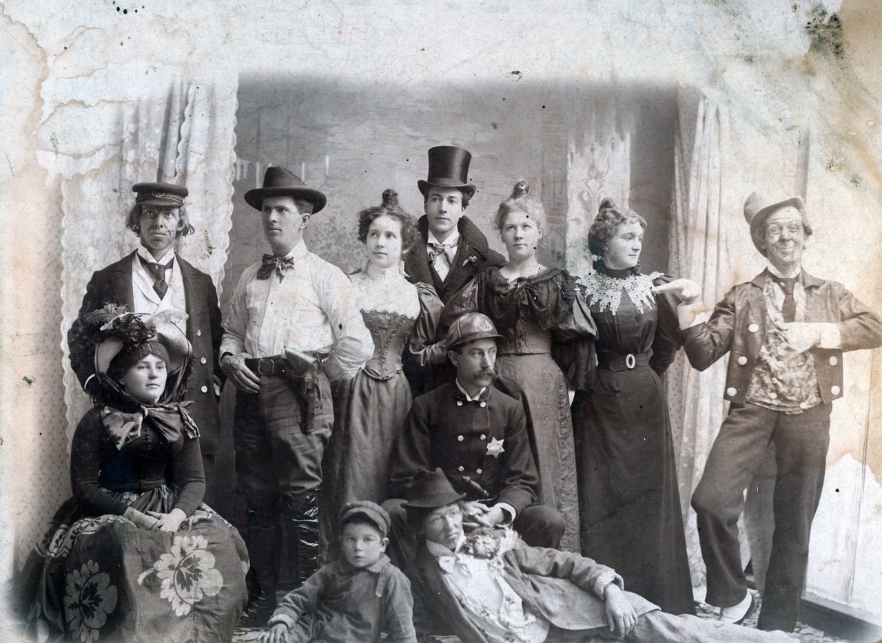 Cast of the 1895 Healdsburg, California production of The Streets of New York, performed at the Truett Theatre.